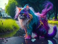 cat got dirty in paints, in the park. AI generated Royalty Free Stock Photo