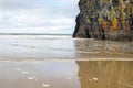 Wet sand and cliff reflection Royalty Free Stock Photo