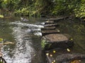 Wet stepping stones over river Royalty Free Stock Photo