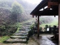 wet steps near country house in Tiantou vallage Royalty Free Stock Photo