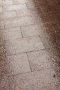 Wet stone pavement in the street Royalty Free Stock Photo