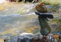 Wet stones balancing in the mountain river Royalty Free Stock Photo