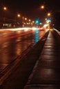 Wet street and light trail