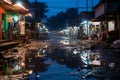 a wet street at night Royalty Free Stock Photo