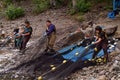 Wet`suwet`en Fisheries - Beach Seining Workers Pulling the Net