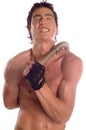 Wet sweaty bodybuilder Royalty Free Stock Photo