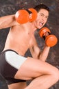 Wet sweaty bodybuilder Royalty Free Stock Photo