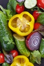 Wet vegetables with water droplets. Royalty Free Stock Photo