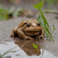 Wet Wanderings: The Houston ToadÃ¢â¬â¢s Rainy Exploration Royalty Free Stock Photo