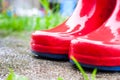 Wet wellies close-up