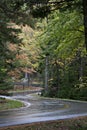 Wet winding road through nice autumn foliage. Royalty Free Stock Photo