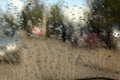 Wet windshield car closeup. Glass with drops of water. Morning dew on the glass Royalty Free Stock Photo