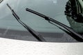 Wet Windshield Reflections Patterns Textures and Wiper Blades Royalty Free Stock Photo