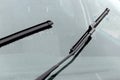 Wet Windshield Reflections Patterns Textures and Wiper Blades Royalty Free Stock Photo