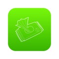 Wet wipe pack icon green vector