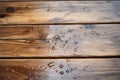 The wet wooden surface. Wood table background with rain water droplets. Generative AI Royalty Free Stock Photo