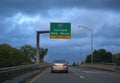 Lone Car Taking Freeway Exit