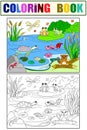 Wetland landscape with animals color and coloring raster for adults Royalty Free Stock Photo