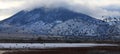 Wetland Mountains Winter Geese Flying Panorama