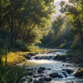 wetland with small river run throuth, leh, ladakh, india made with Generative AI Royalty Free Stock Photo