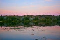 Wetlands lake at sunset