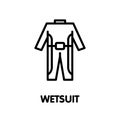 Wetsuit for diving outline icon design illustration on white background Royalty Free Stock Photo