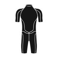 Wetsuit icon in black style isolated on white background. Surfing symbol stock vector illustration.