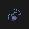 Wetting hands with water gradient vector icon for dark theme