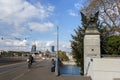 Wettstein Bridge with basilisk bronze figure, Basel, Switzerland