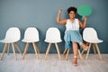 Weve just reached a thousand comments. Studio portrait of an attractive young businesswoman cheering while holding up a