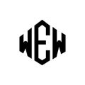WEW letter logo design with polygon shape. WEW polygon and cube shape logo design. WEW hexagon vector logo template white and Royalty Free Stock Photo