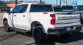 Wexford, Pennsylvania, USA February 4, 2024 A new Chevrolet Silverado four door pickup truck for sale at a dealership