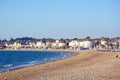 Weymouth beach and promenade buildings. Royalty Free Stock Photo