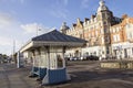 View of the Victorian Royal Hotel along the Esplanade promenade with a shelter in the Royalty Free Stock Photo