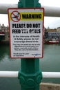 Weymouth England. Warning sign regarding aggressive seagulls.