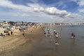 Weymouth Seafront crowded with Visitors and locals in the summer Royalty Free Stock Photo