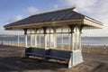 Victorian shelter along the Esplanade promenade with the Royal Hotel, Weymouth, Royalty Free Stock Photo