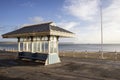 Victorian shelter along the Esplanade promenade with the Royal Hotel, Weymouth, Royalty Free Stock Photo