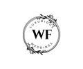 WF letter Wedding monogram logos template, hand drawn modern minimalistic and floral templates for Invitation cards, Save the Date