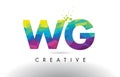 WG W G Colorful Letter Origami Triangles Design Vector.