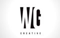 WG W G White Letter Logo Design with Black Square.