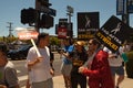 Striking SAG AFTRA and WGA members picket Paramount Pictures Royalty Free Stock Photo