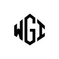 WGI letter logo design with polygon shape. WGI polygon and cube shape logo design. WGI hexagon vector logo template white and Royalty Free Stock Photo