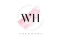 WH W H Watercolor Letter Logo Design with Circular Brush Pattern