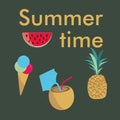 Summer time. Set of cute summer icons. Royalty Free Stock Photo