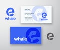 Whale Abstract Vector Logo and Business Card Template. Whale Silhouette Incorporated in the Letter E Concept with Modern Royalty Free Stock Photo