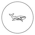 Whale black icon outline in circle image