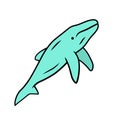 Whale blue color icon. Marine mammal. Underwater world inhabitant. Ocean predator. Aquatic animal, wildlife nature