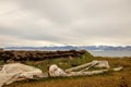 Whale bones and traditional sod house in Pond Inlet, Nunavut, Canada Royalty Free Stock Photo