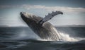 Whale breaching in the deep blue sea Creating using generative AI Royalty Free Stock Photo